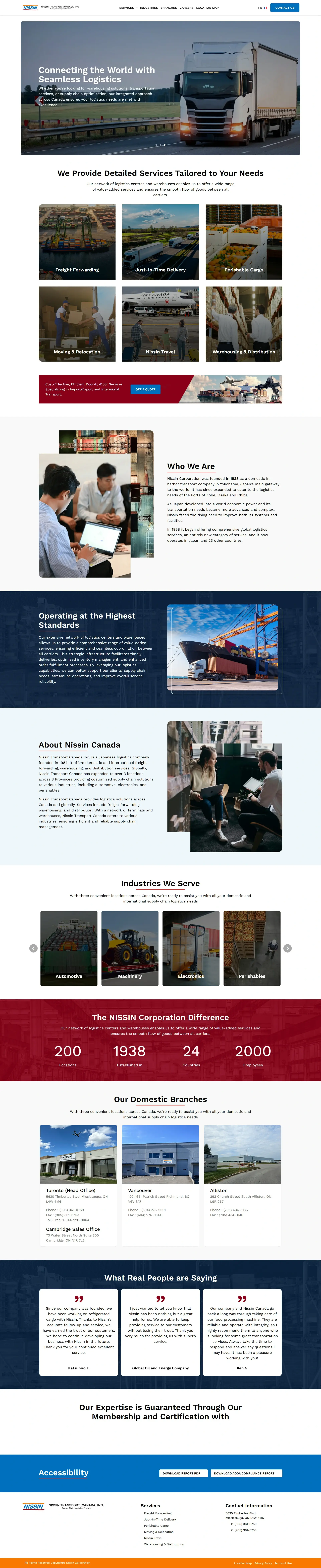 Web Design Success for Nissin Transport Delivered Results