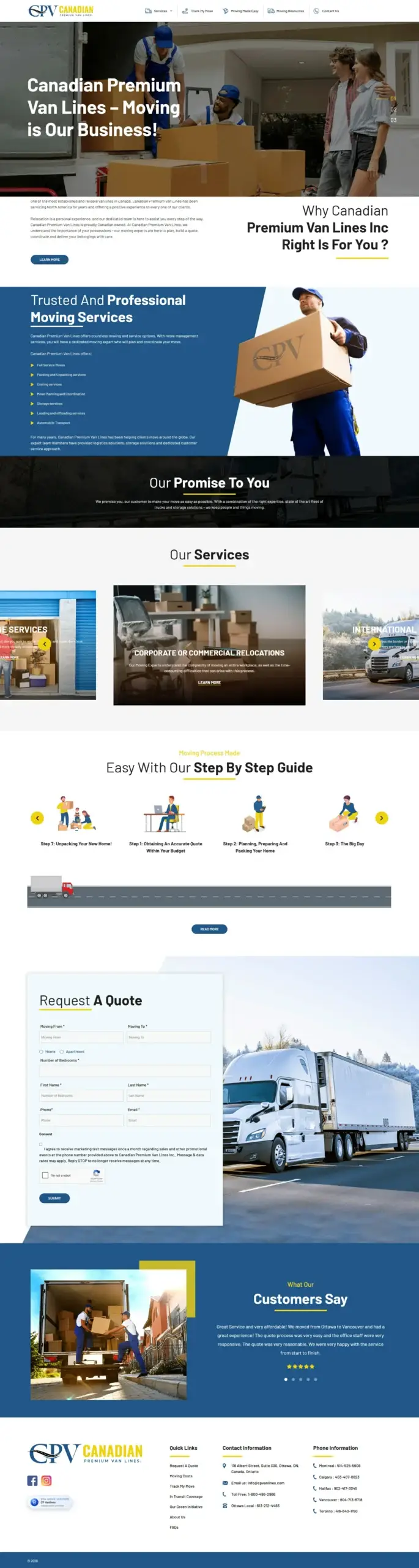 Web Design Success for Canadian Premium Van Lines Delivered Results